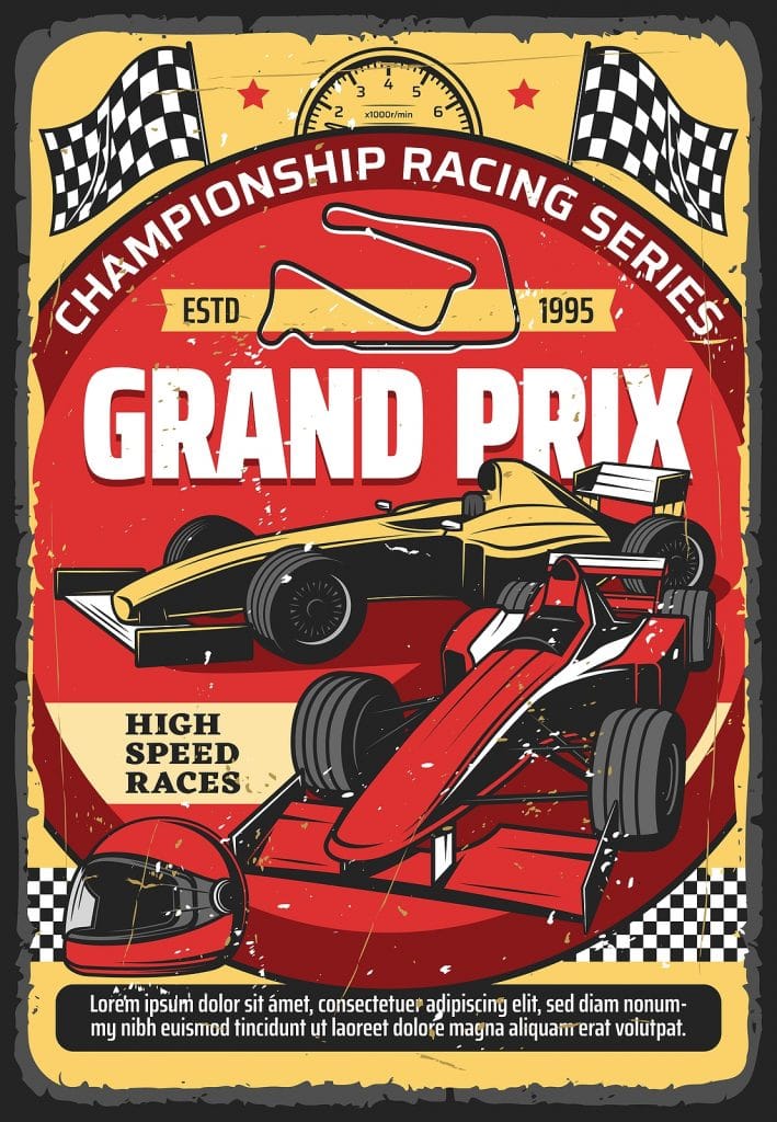 Car races retro poster